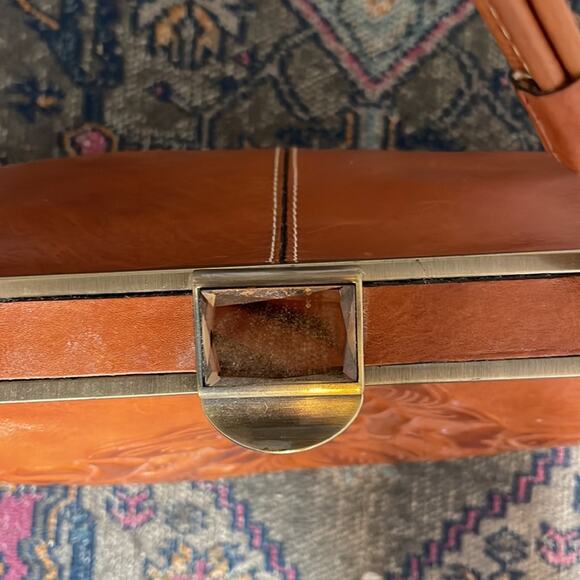 Patricia Nash Macerata tooled leather rose frame bag purse handbag - Picture 4 of 11